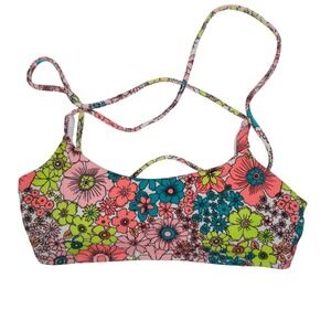Raisins Bra Retro Y2K Multicolor Floral Print Women's‎ Bikini Top Swim Size S